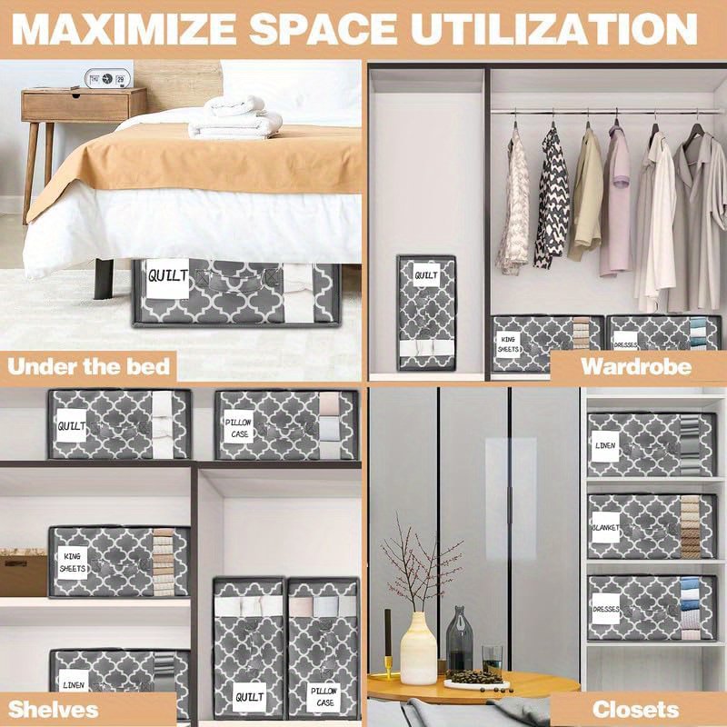 BedSheet Organizers &amp; Storage Foldable Organizing Box, Household High-Capacity Clothes Blanket Organizer Bag, For Organizing Bedrooms Wardrobes Clothes Baskets Under-Bed Storage Container