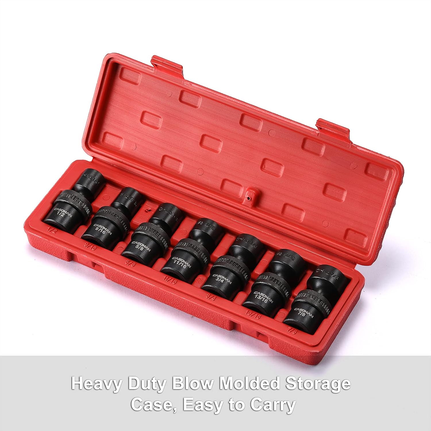 CASOMAN 15 PCS 3/8" Drive Shallow Universal Impact Socket Set, 6 Point, Metric,8-22mm