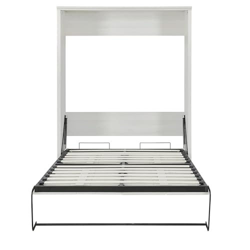 Queen Size Murphy Bed Wall Bed with a Storage Shelf, Space-Saving Wall Bed for Multipurpose Guest Room or Home Office - Gray