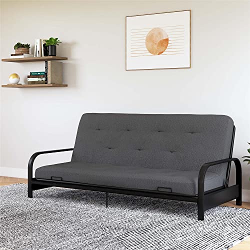 REALROOMS Cozey 6-Inch Bonnell Coil Futon Mattress, Microfiber, Full, Dark Gray