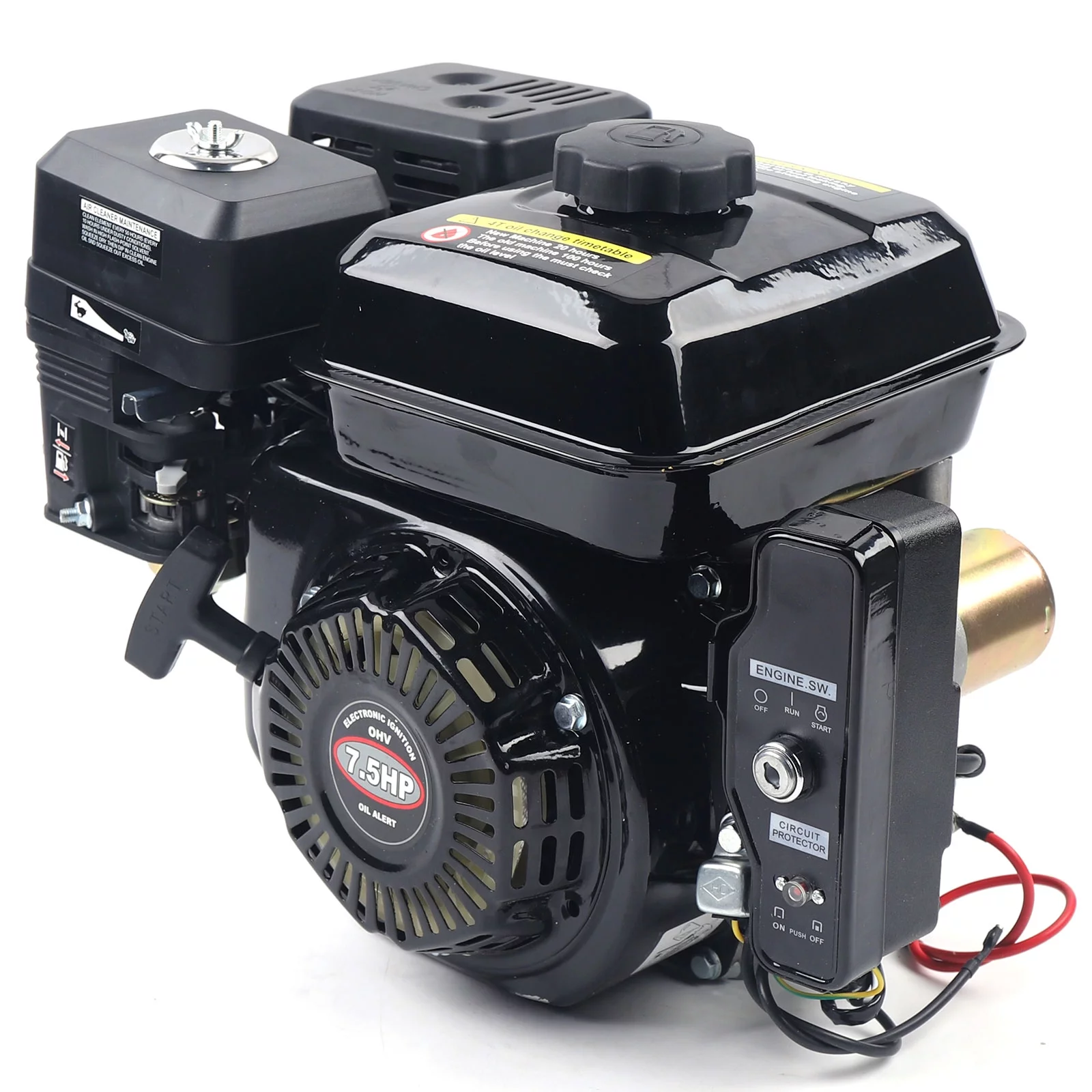 Miumaeov 7.5HP Go Kart Engine 212cc 4 Stroke Gas Engine Electric Start Horizontal Engine OHV Gasoline Air Cooling for Lawnmower Scarifier Go Kart Compressor