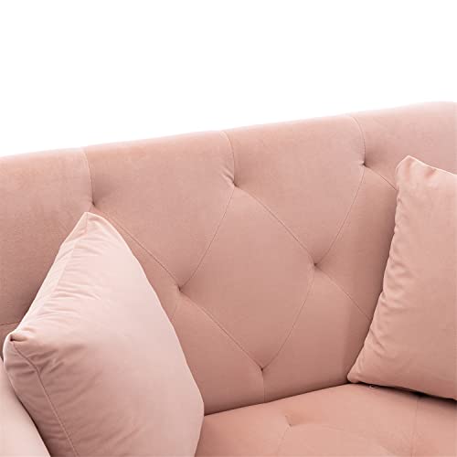 Velvet Chaise Lounge Indoor, 2-in 1 Lounge Chair with Adjustable Backrest, Modern Single Sofa Chair Bed with Solid Golden Metal Legs (Beige)