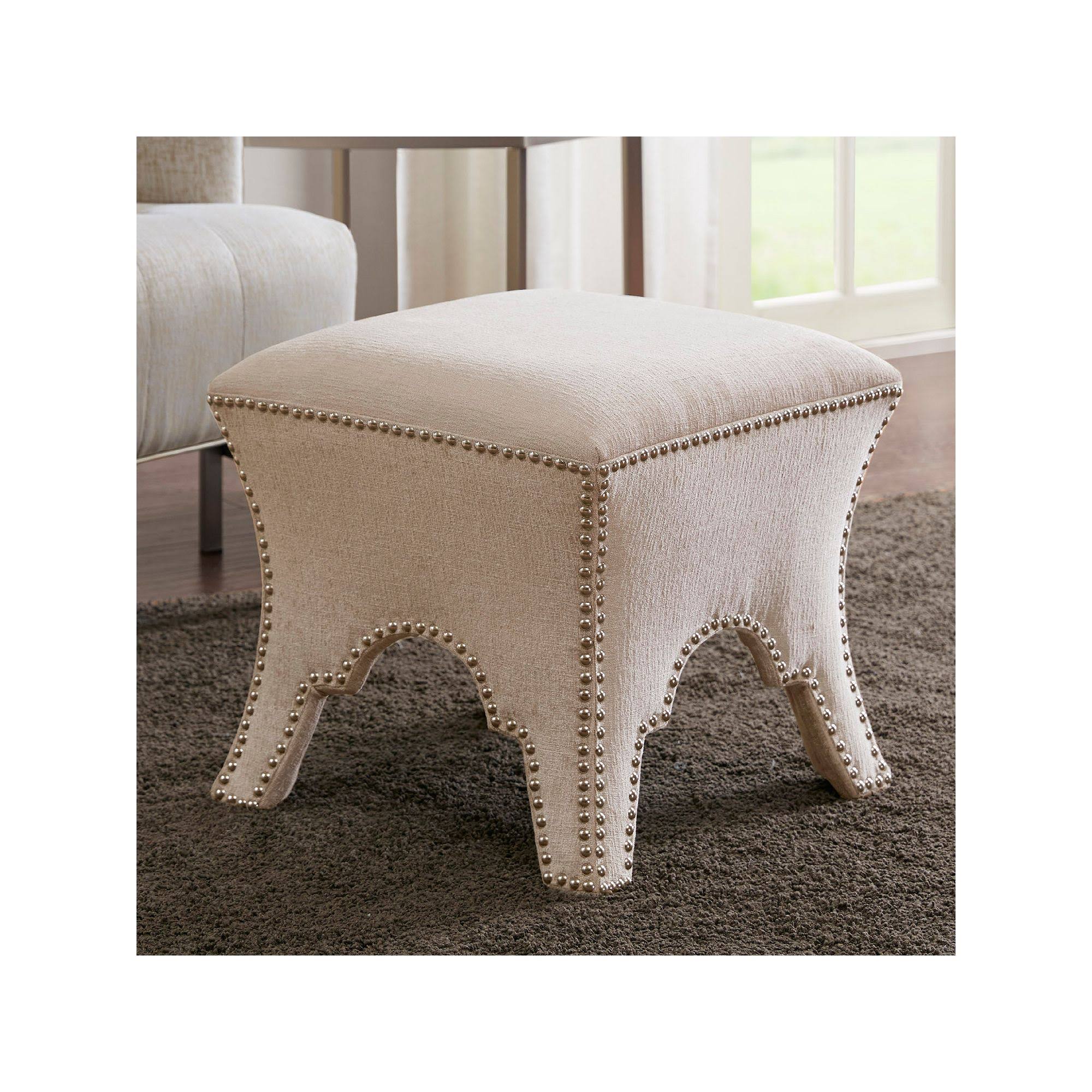 Madison Park Cream Eliza Ottoman