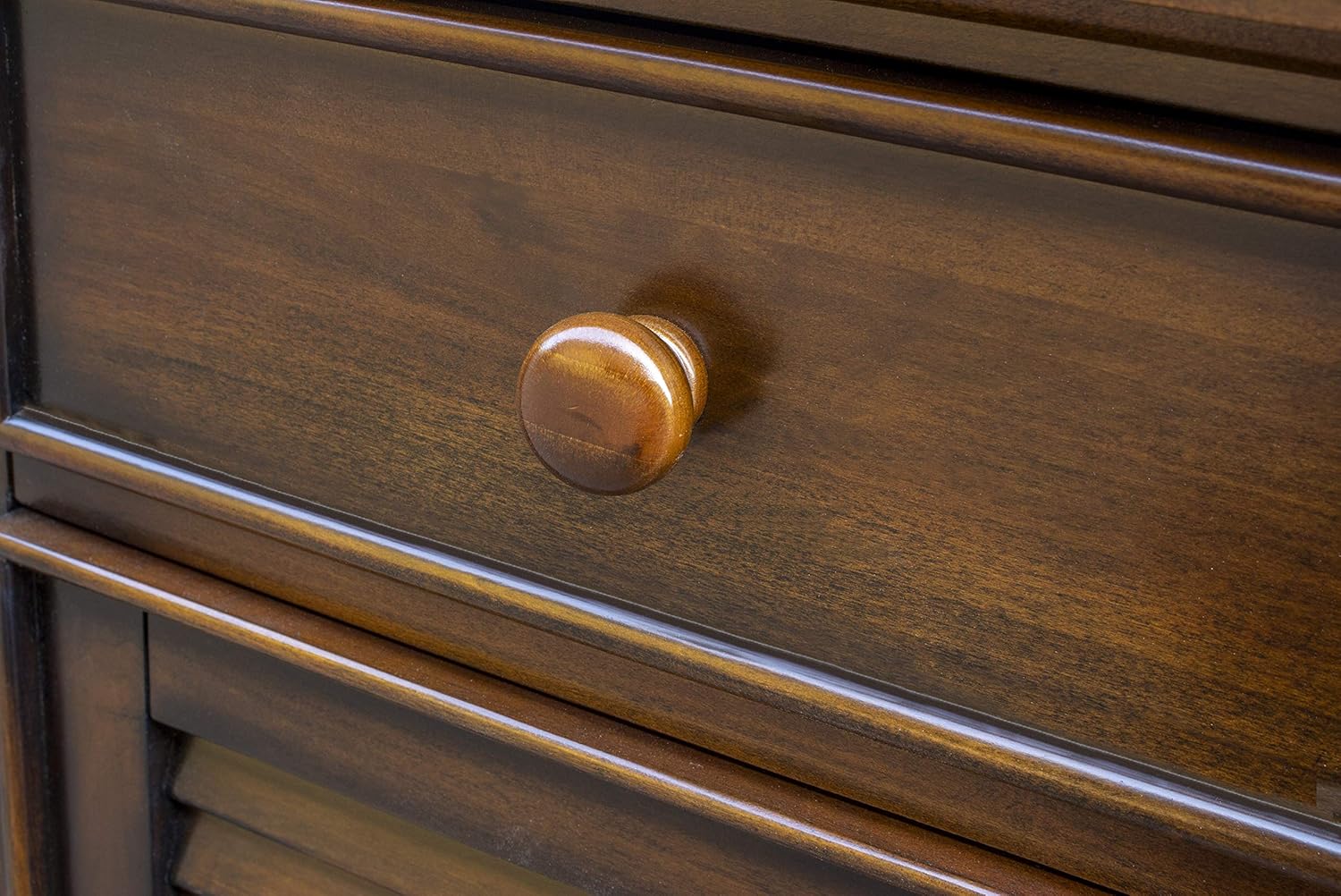 Sunset Trading Bahama Shutter Wood Nightstand, Felt Lined Drawer | Cabinet with Shelf, Tropical walnut