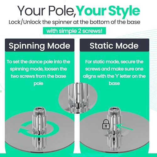 GOODTIMES Dance Pole - Professional Dancing Pole with LED Lights - Portable Heavy Duty Spinning & Static Dancing Pole for Dancing - Height Adjustable Dance Fitness Pole for Training & Exercise