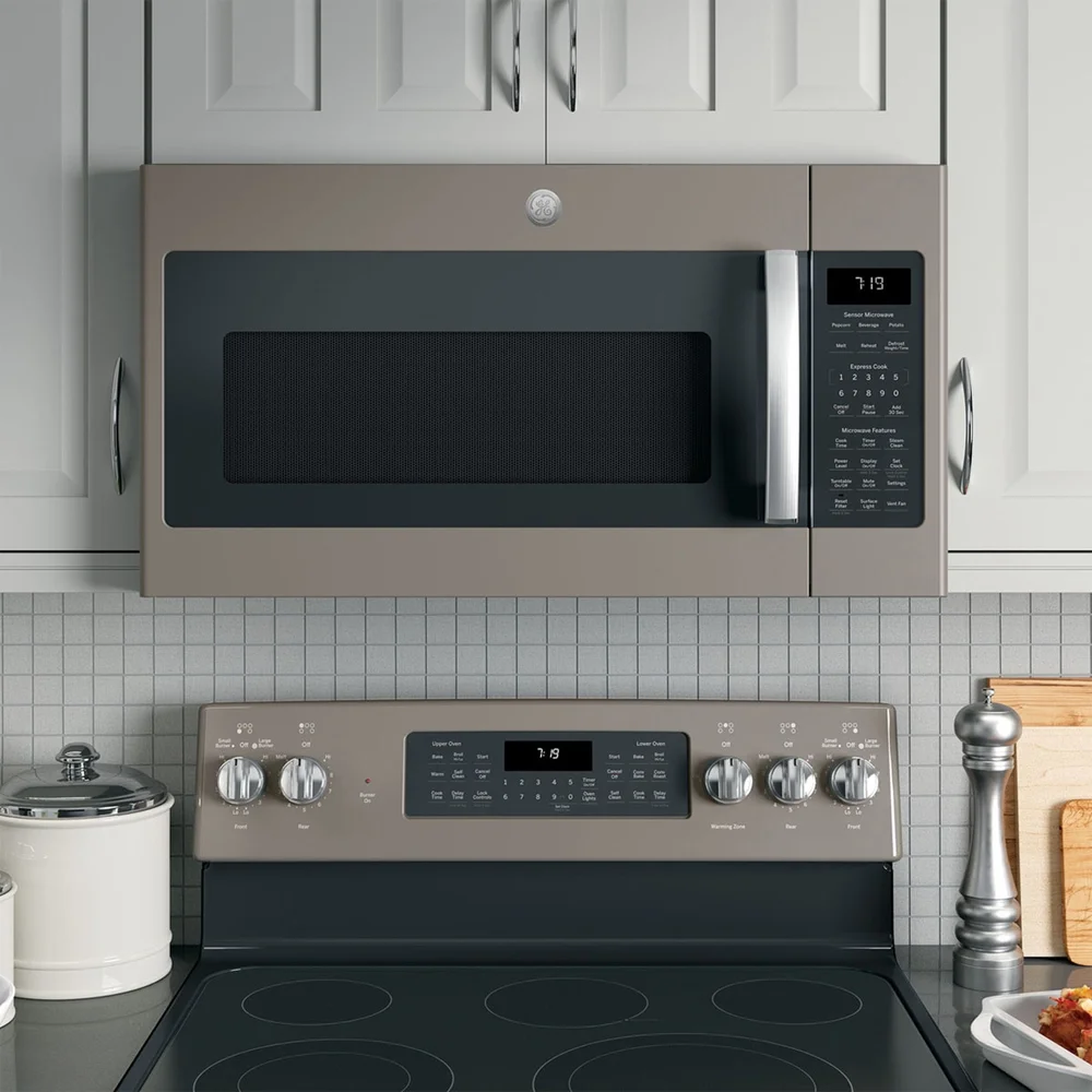 GE JVM7195EKES 1.9 Cu. Ft. Over-the-Range Microwave Oven Slate Bundle with Premium 2 YR CPS Enhanced Protection Pack