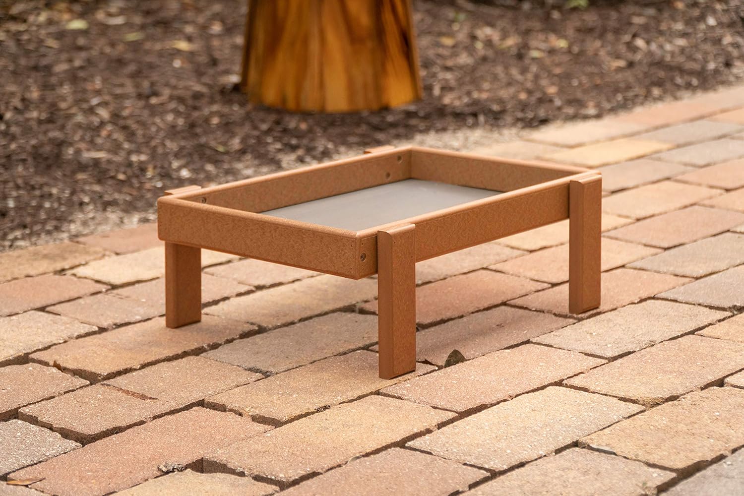 DutchCrafters Plastic Platform Ground Bird Feeder Tray Made in America (Weathered Wood)