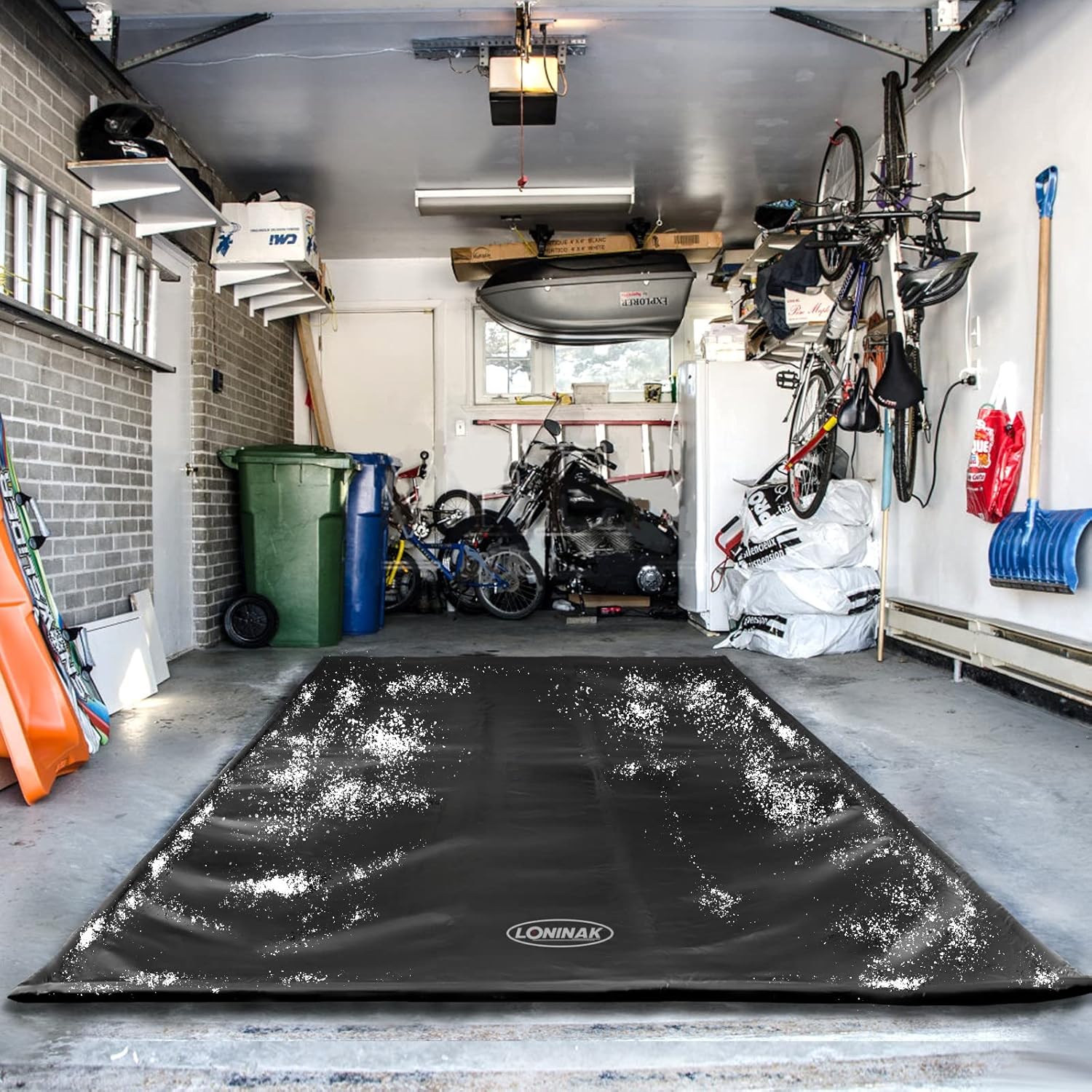 Loninak Garage Floor Mat 8'6"x20' Garage Containment Mat for Winter Garage Floor Protection Mat for All Seasons Garage Water Barrier Snow Melting Mat Large Cars SUVs
