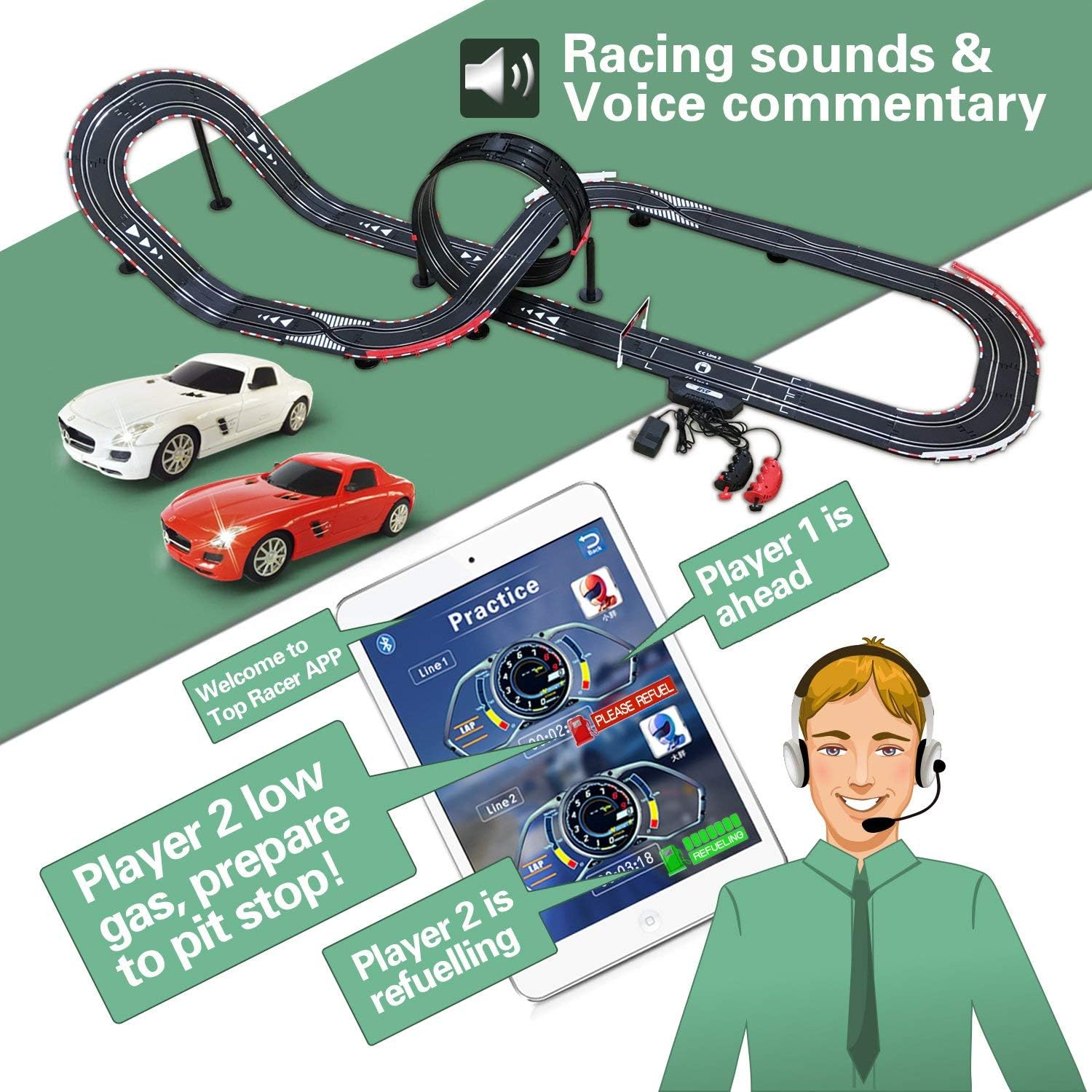 AGM MASTECH Slot car Set with Racing Assistant APP No.ASR-02 1:43 Scale