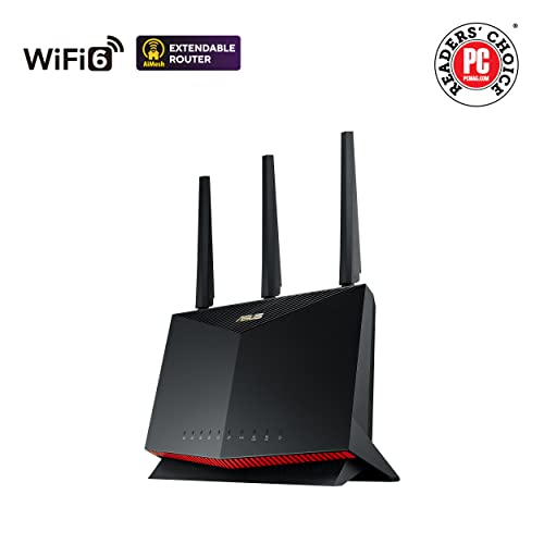 ASUS RT-AX86U Pro (AX5700) Dual Band WiFi 6 Extendable Gaming Router, 2.5G Port, Gaming Port, Mobile Game Mode, Port Forwarding, Subscription-free Network Security, VPN, AiMesh Compatible