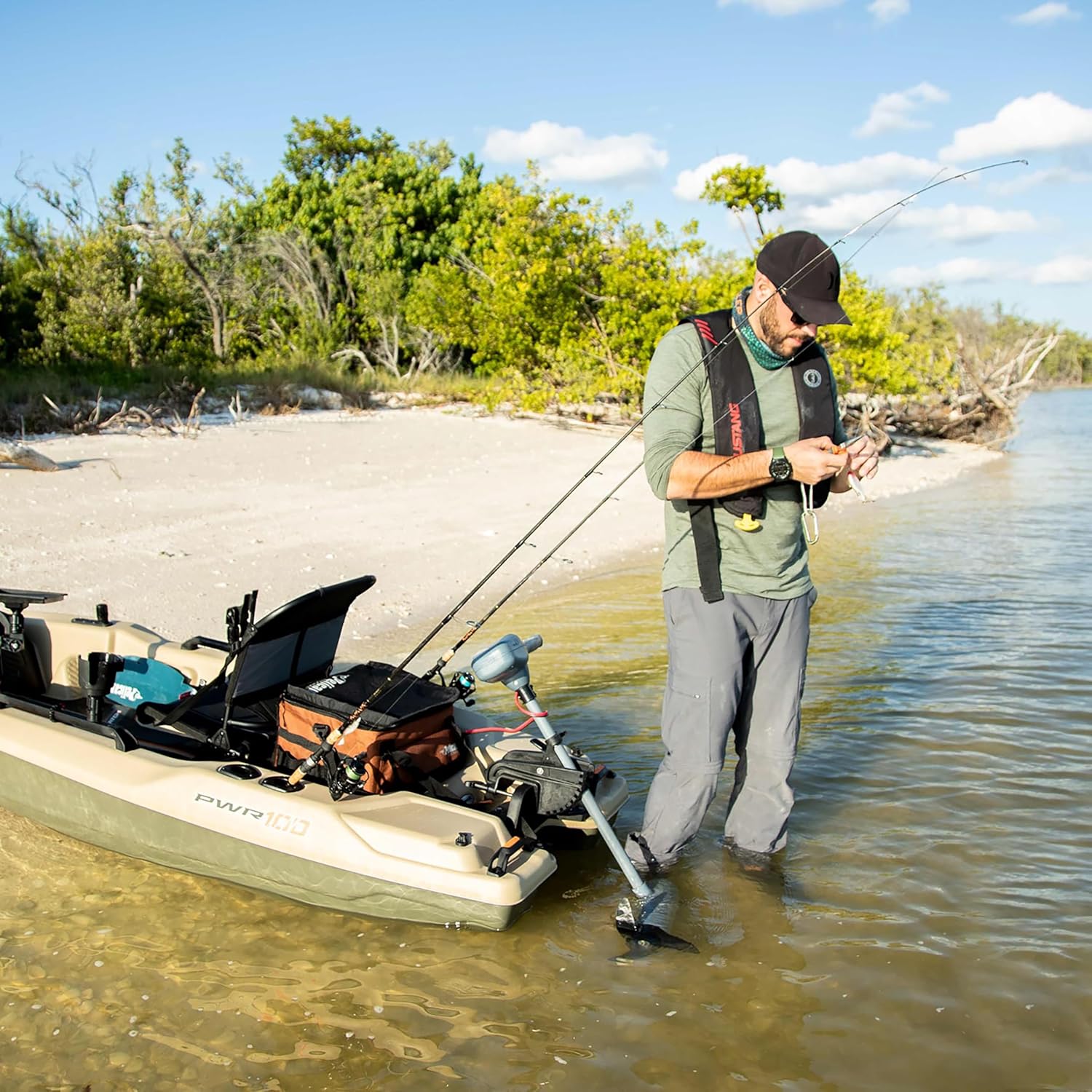 Pelican Catch PWR 100 - Sit-on-Top Fishing Kayak - Ergo360 Seating System - 10 ft - Light Kaki