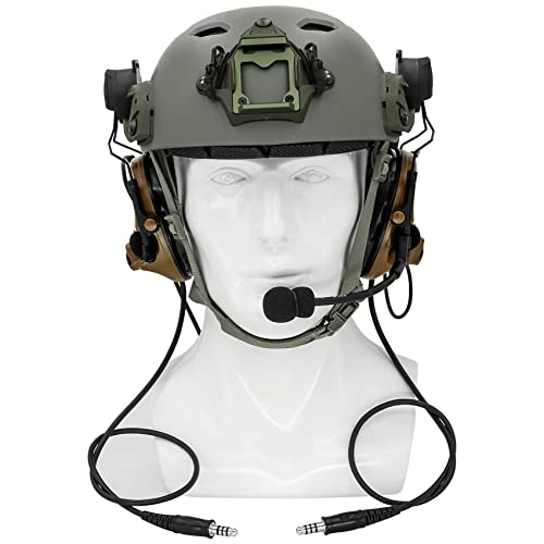 Double Comta iii Tactical Headset ARC Helmet Rail Mount Civilian Version and PTT Adapter U94 PTT Compatible Kenwood Plug Walkie-Talkie