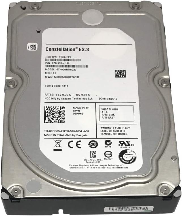 Seagate 4TB Enterprise Capacity HDD 7200RPM SATA 6Gbps 128 MB Cache Internal Bare Drive (ST4000NM0033) (Renewed)