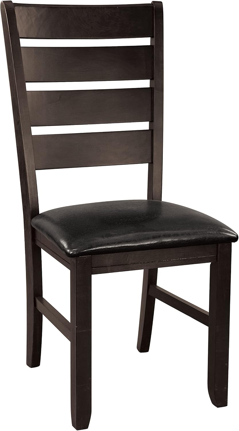 Contemporary Dark Oak Finish Dining 5pc Set Table w Self-Storing Leaf and 4X Side Chairs Solid Clean Lines Design Furniture