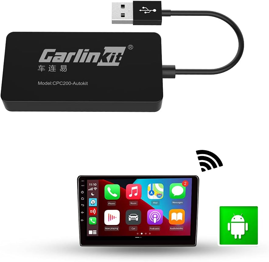 Wireless CarPlay Adapter Android Auto USB Dongle for Aftermarket Car Radio with Android System 4.4.2 or Above(Install Autokit app in Android Car Radio) Pack of 2