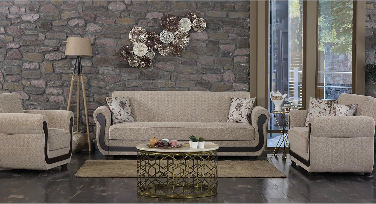 Newark 41 in. Convertible Sleeper Chair in Beige with Storage