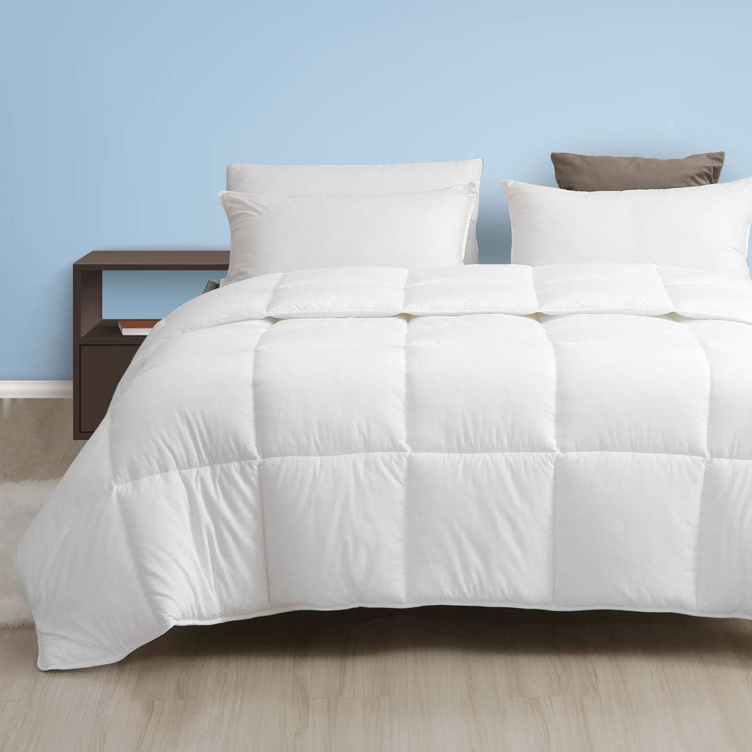 Dafinner Cotton Down Alternative Comforter - Ultra-Soft Plush Responsible Recycled Microfiber All-Season Stand-Alone Comforter or Duvet Insert with Tabs (Full/Queen, White) Pack of 2