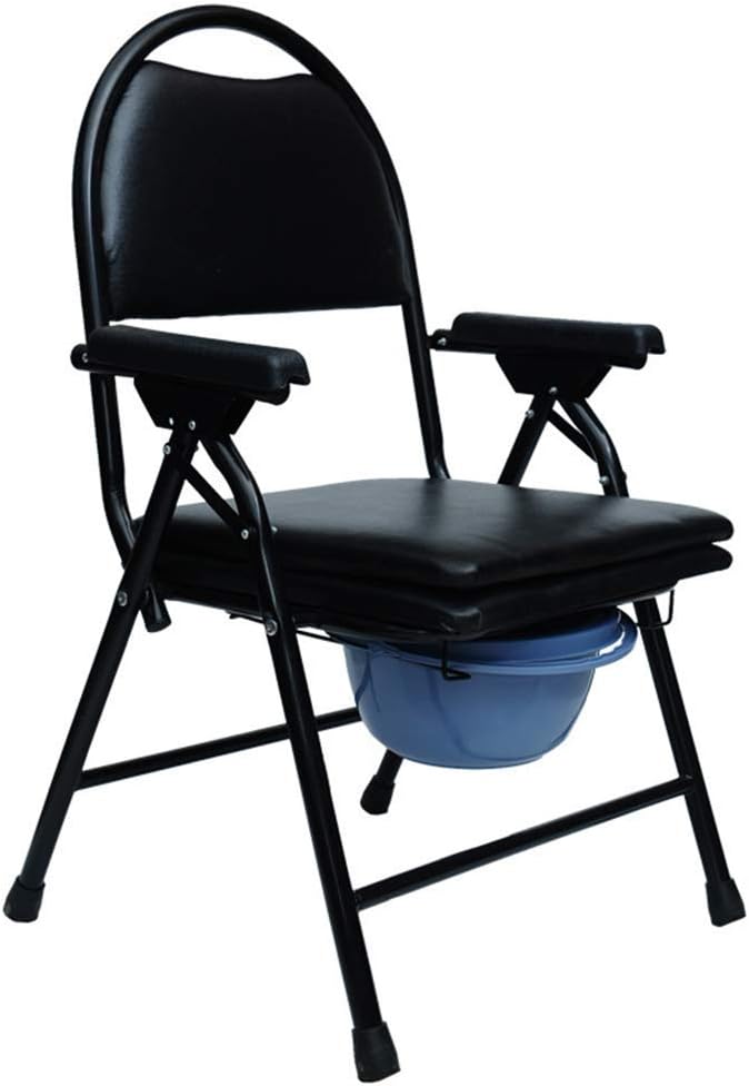 KOHARA Folding Commode Chair Bedroom Toilet Seat for Adults, Handicap, Elderly Disabled Portable Toilet Chair Stool Safety Frame Rails Bedside Shower Chair