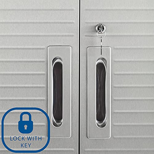 Seville Classics UltraHD Solid Steel Lockable Metal Storage Cabinet Locker Organizer, w/Adjustable Shelves for Garage, Warehouse, Office, Classroom, Granite, 48" W x 24" D x 72" H
