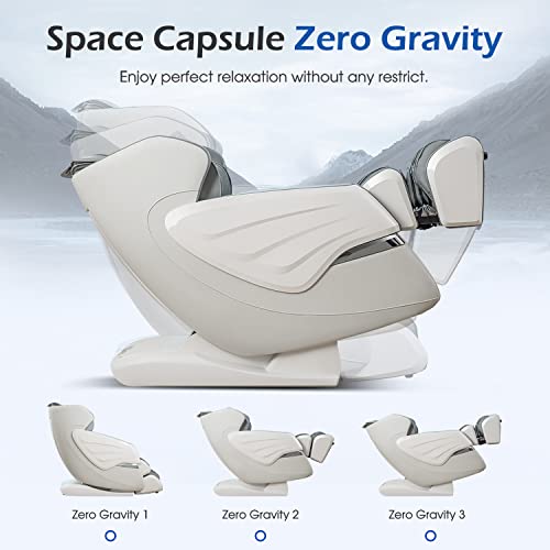 Massage Chair Full Body, Zero Gravity Massage Recliner Sl-Track Massage Chair with Bluetooth Speaker, App Control Heating Body Scan,r 4D Real Relax Massage Recliner Chair for Adults Full Body (White)