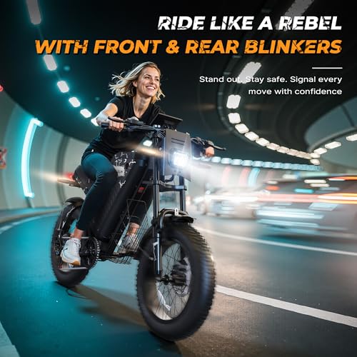VARUN Electric Bike - Peak 1000W Ebike for Adults Up to 87Miles & 28MPH，48V 31.5Ah Battery, 20" Fat Tires, 7-Speed All-Terrain E-Bike with Suspension, LED Lights & Turn Signals - Dirt Bike Style
