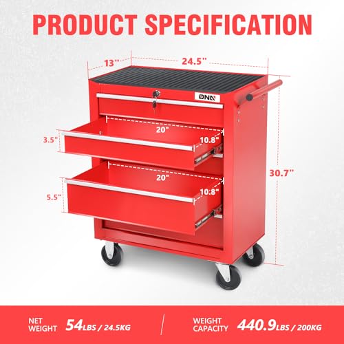 DNA MOTORING 7-Drawer Rolling Tool Cabinet Chest with Keyed Locking System Non-Slip Mat, for Garage Warehouse Workshop, Green, TOOLS-00399