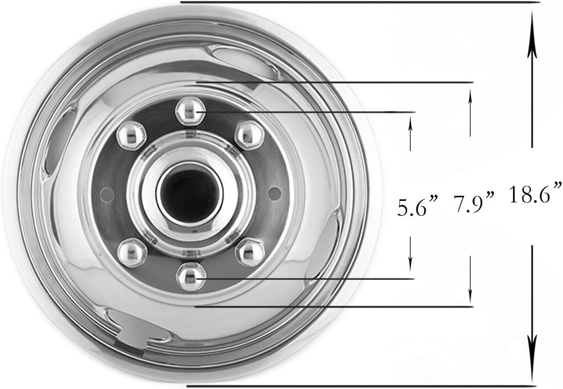 Kucaruce Set of 4 19.5 10 Lug Wheel Skins Hub Caps Rim Covers Stainless Steel Wheel Simulators For 2008-2020 R_a_m 4500 5500 Pickup