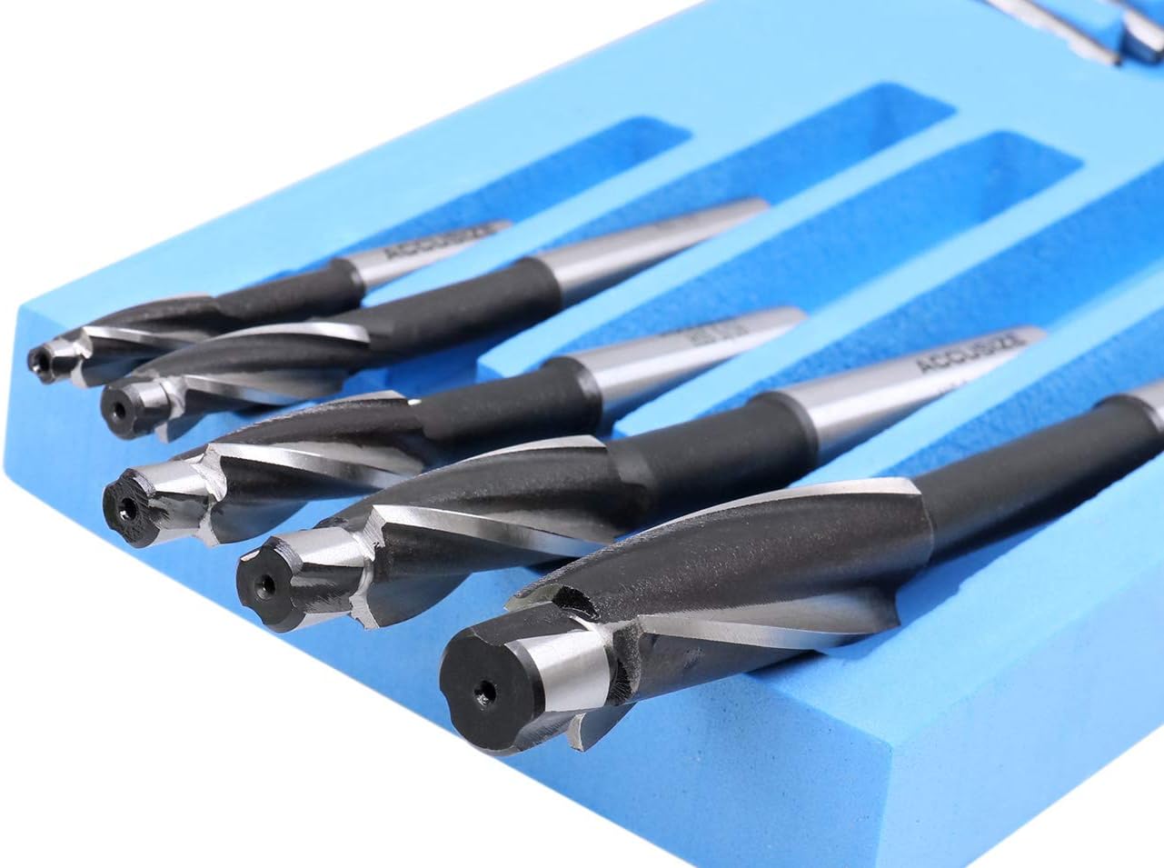 Accusize Industrial Tools H.S.S. Solid Cap Screw Counterbore Set, 3 Flute, Straight Shank, 7 Pc, 508S-0007