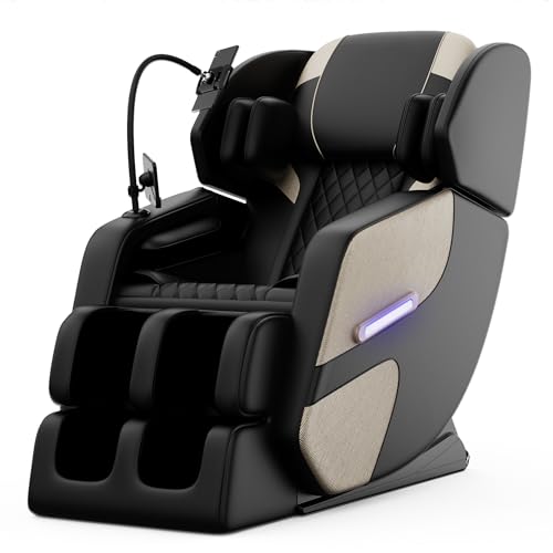 Massage Chair Full Body, Zero Gravity Massage Chair with Auto Modes, Airbag Massage, 6 Fix Point Rollers, Foot Massage, Heating, Touch Screen Controller, Gray Home Relaxation Recliner with Massage
