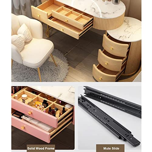 QQXX Makeup Vanity Set with 3 Color Lighted Mirror,Luxury Makeup Vanity Table with Drawers and Side Cabinet,Modern Bedroom Dressing Table with Cushioned Stool(39inch, Gray)