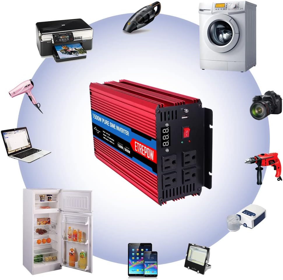 ETREPOW 3000 Watt/6000 Watt Pure Sine Wave Power Inverter 12V DC to 110V /120V AC Power Converter Wireless Remote Control-Off-Grid Inverter for Outdoor ,Home,Camping, RV,Truck,Car