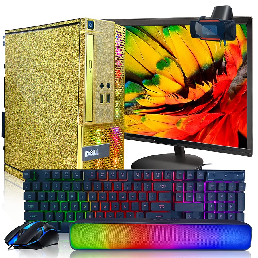 Dell RGB Gaming Desktop Computer PC, Intel Core i5, GeForce GT 1030 2GB GDDR5, 16GB RAM, 512GB SSD, 24 Inch HDMI Monitor, RGB Keyboard Mouse and Headset, WiFi, Windows 10 Pro (Renewed)