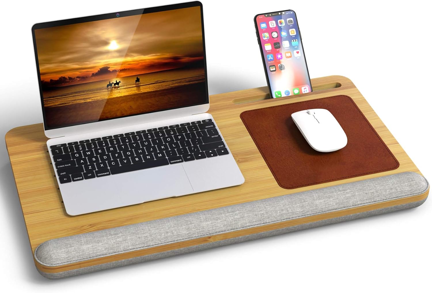 Foldable Laptop Desk - Laptop Lap Desk with Detachable Wrist Pad, Mouse Pad & Phone Holder, Portable Laptop Desk for Bed, Car or Sofia