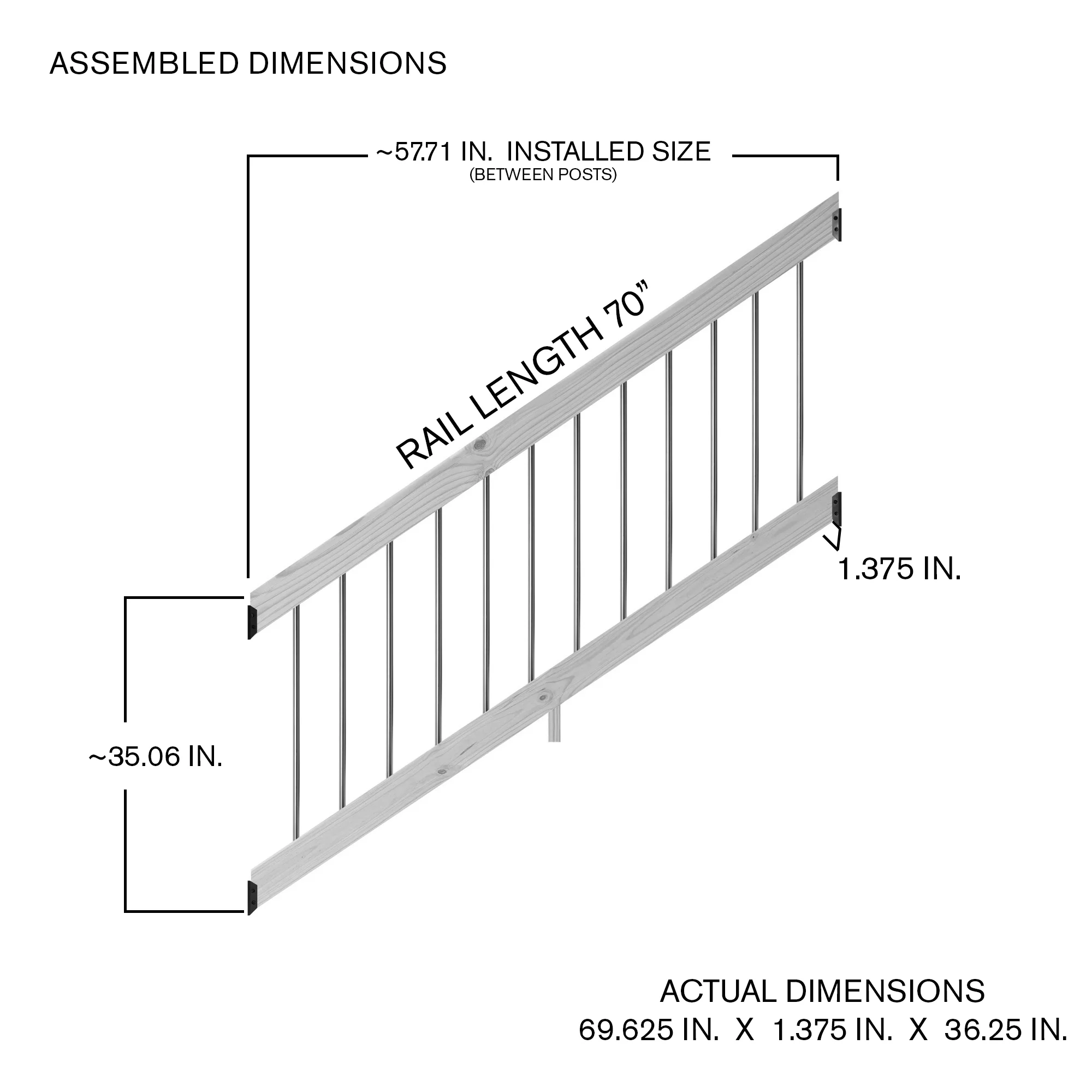 ProWood 6 Ft. Pressure-Treated Wood Stair Rail Kit with Aluminum Round Balusters