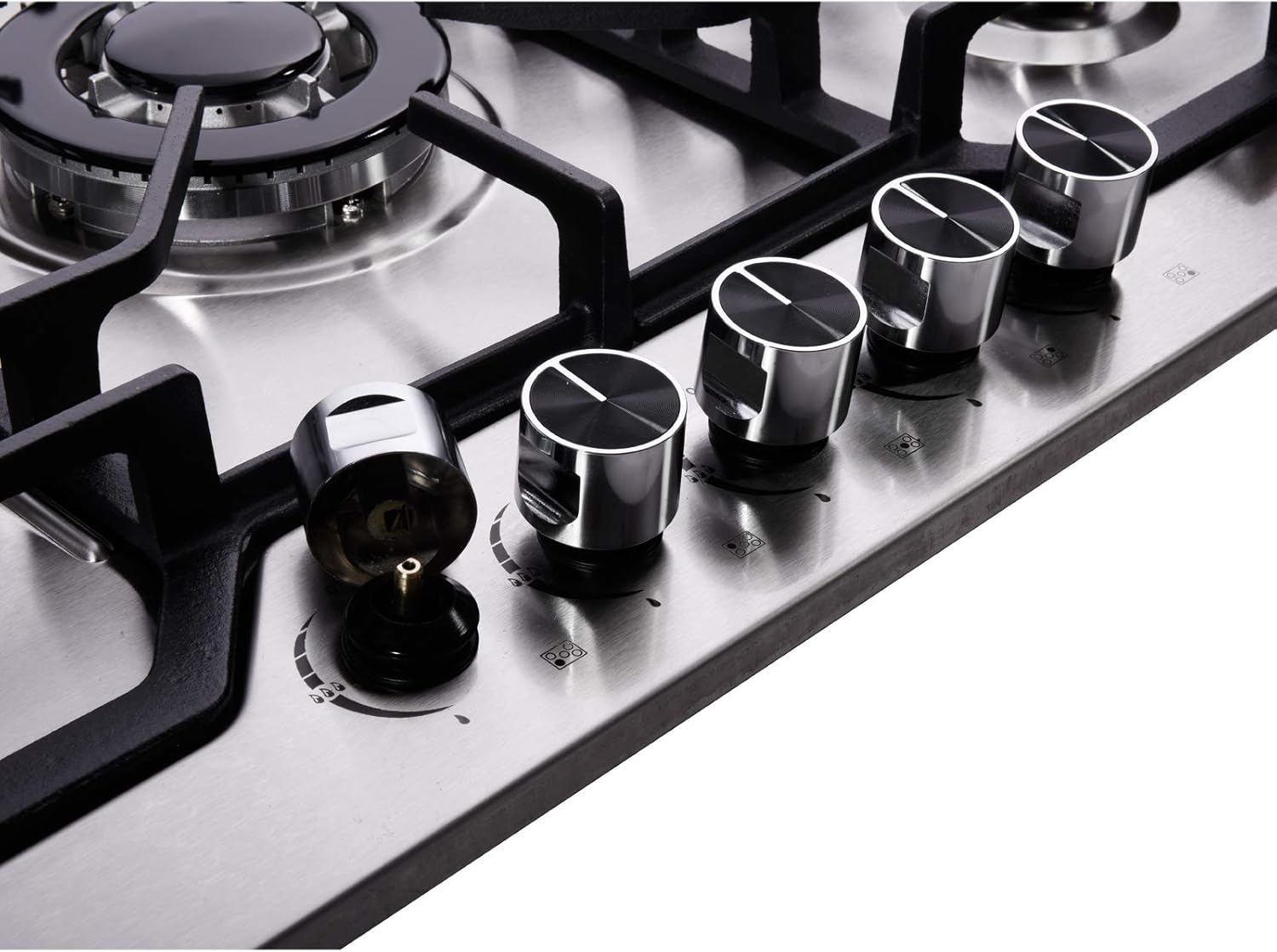 34 Inch Gas Cooktop DT5809 Stainless Steel 5 Burners Gas Cooktop LPG/NG Convertible Gas Stovetop Thermocouple Protection Gas Cooktop
