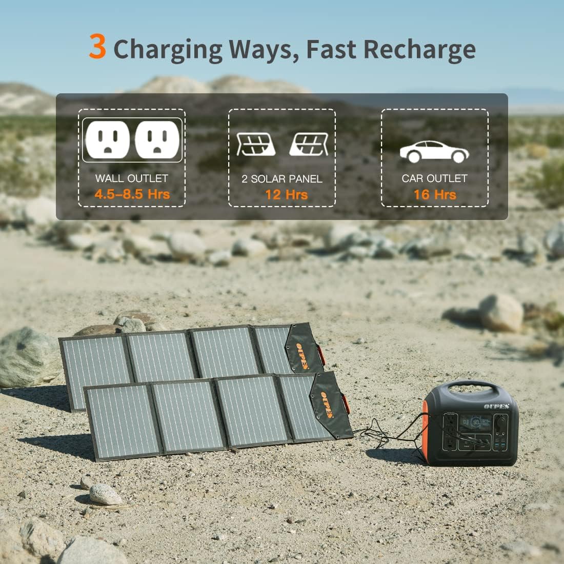 OUPES Solar Generator 1800W/1488Wh w/ 2 X 100W Foldable Solar Panel, Portable Power Station (Peak 4000W) 10 AC Outputs, LiFePO4 Battery w/ 3x 110V AC Outlets for Outdoors Adventure Travel Camping RV Emergency