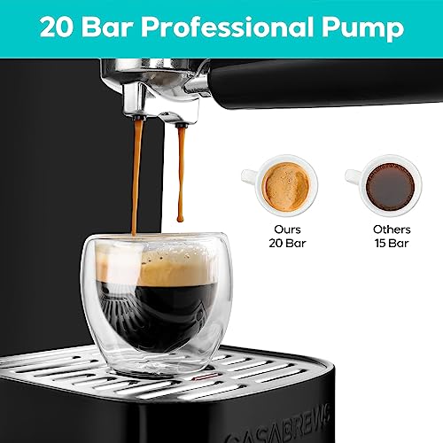 CASABREWS Espresso Machine 20 Bar, Professional Coffee Maker Cappuccino Latte Machine with Steam Milk Frother, Espresso Coffee Machine with 49oz Removable Water Tank, Stainless Steel, Gift for Dad Mom