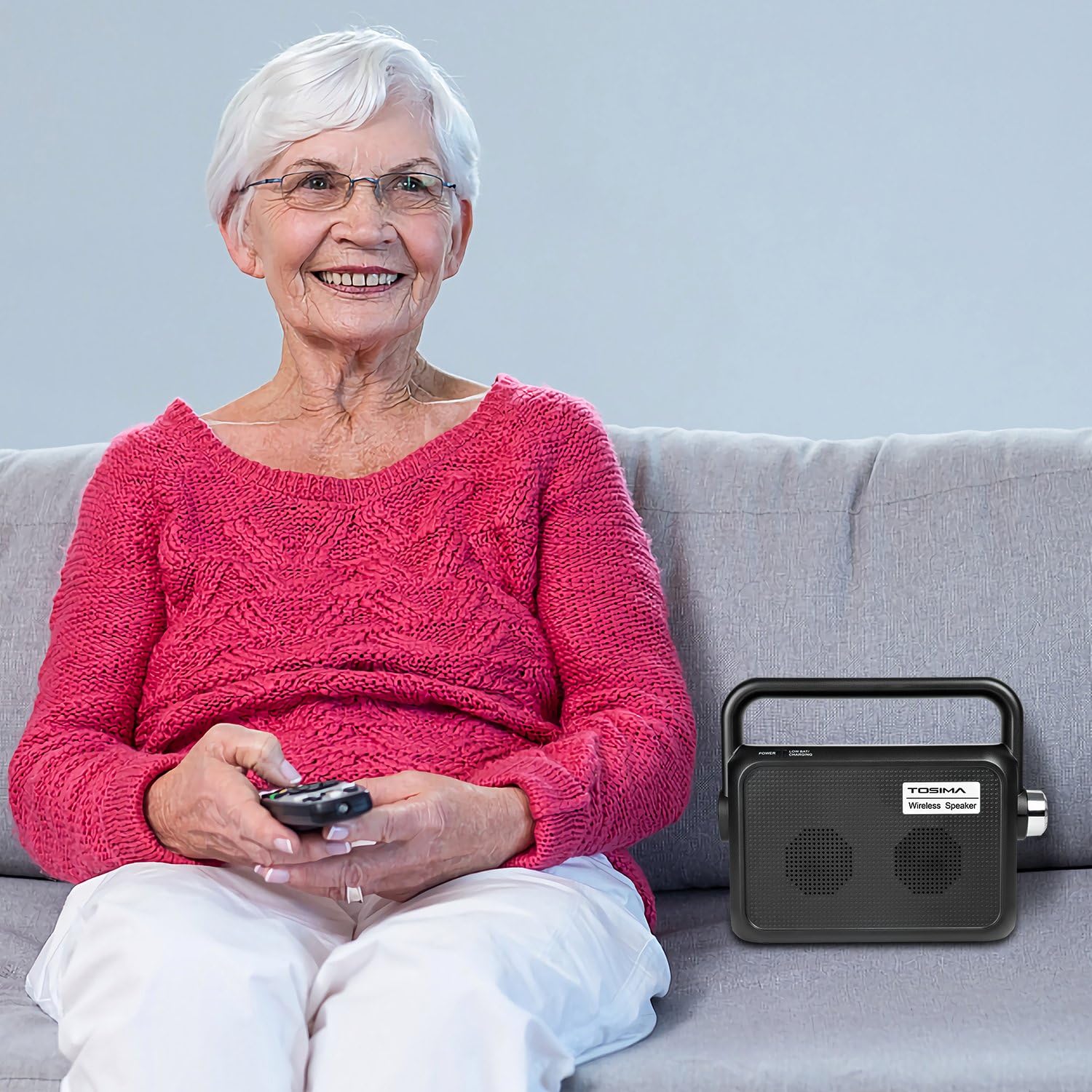 Wireless TV Speakers Hearing Assistance-Portable TV Soundbox,TV Sound Amplifier,Audio Hearing Aid Devices,Full Range Stereo Sound Box with Headset Jack Applicable