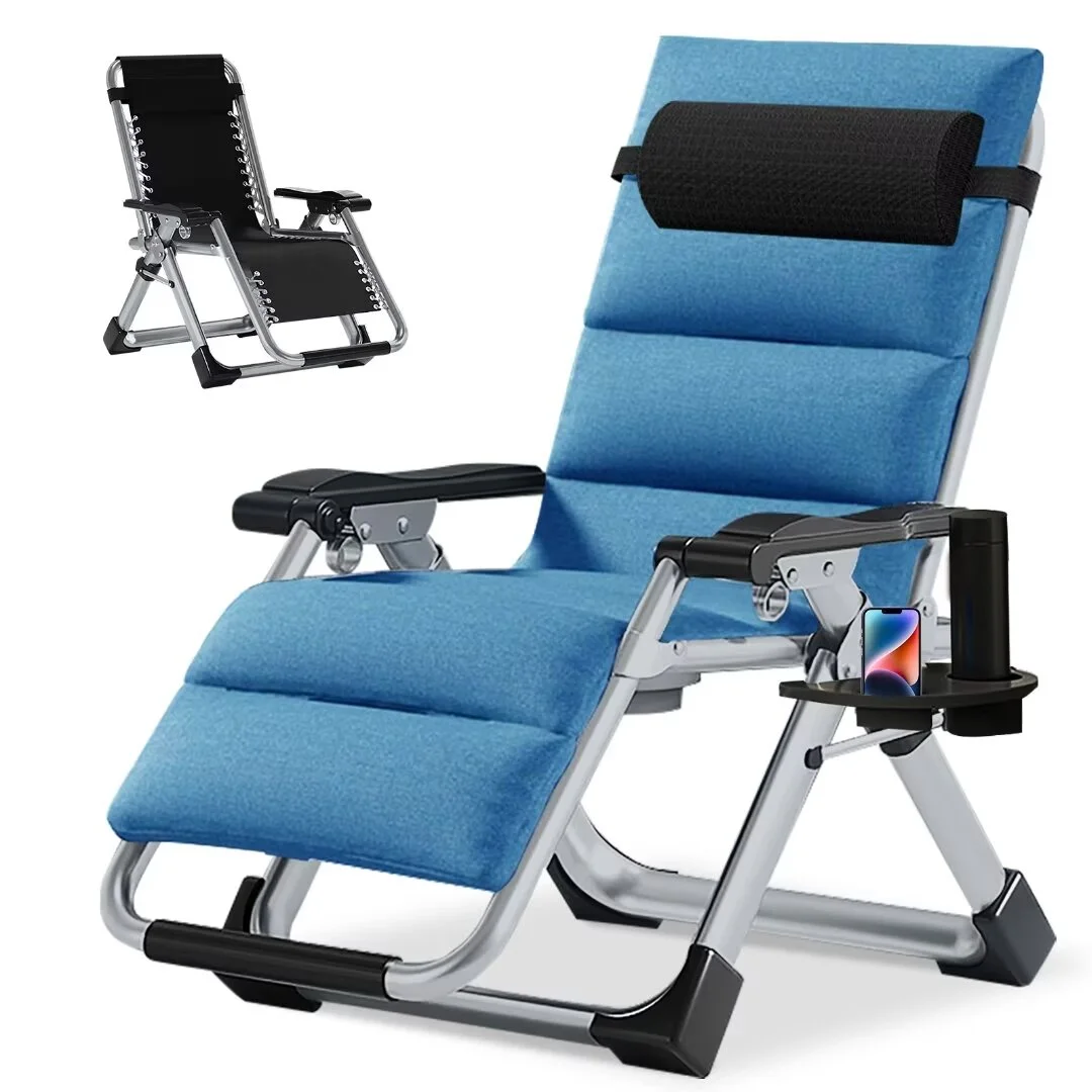 NAIZEA Zero Gravity Chair, Folding Portable Reclining Lawn Recliner, Patio Chaise Lounge Chair with Removable Cushion