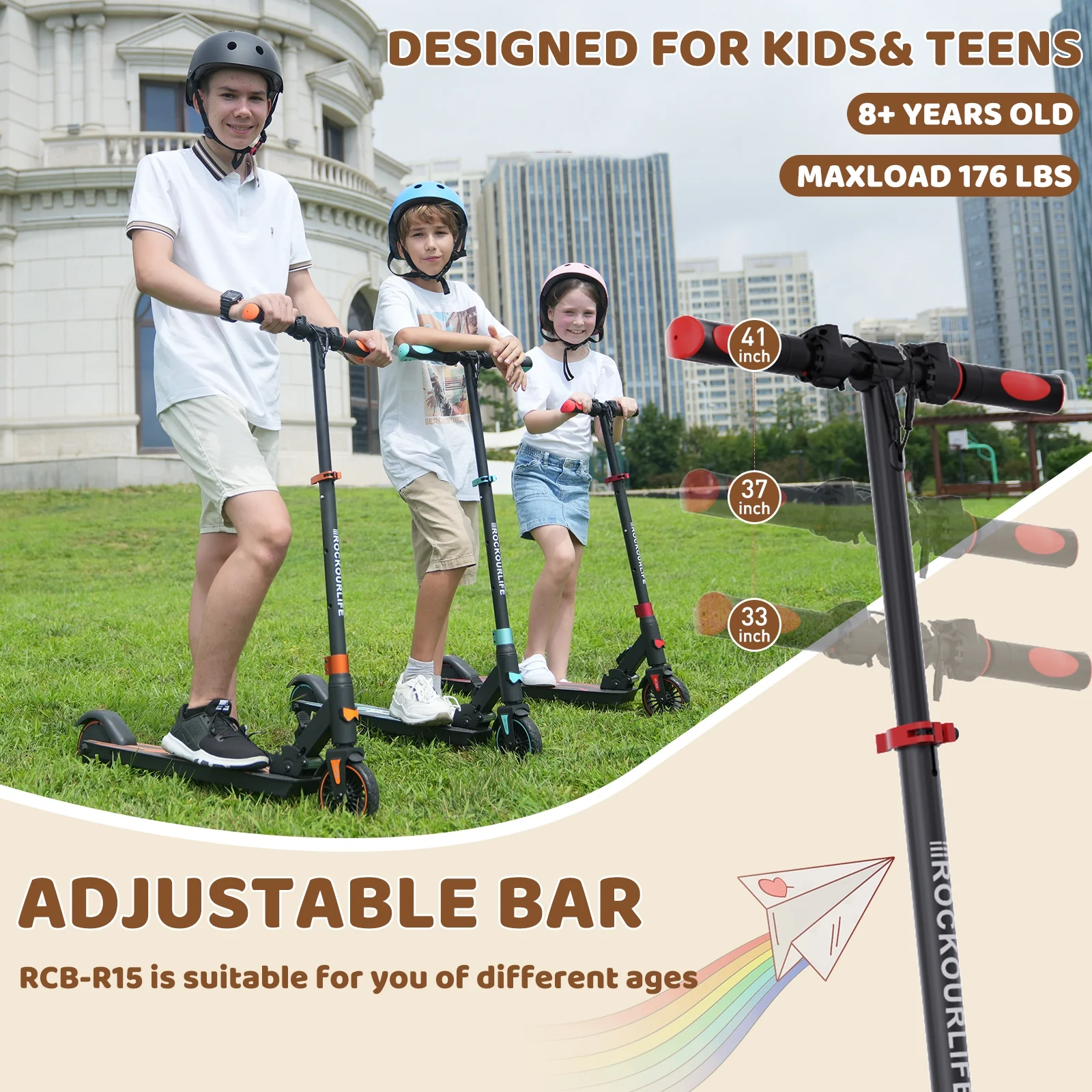 RCB Electric Scooter for Kids Ages 8+, Lightweight and Foldable, Max 10 Miles & 12.5Mph, Double Brake, Adjustable Height Anti-Slip Handlebars,Blue - Curated Treasures Market