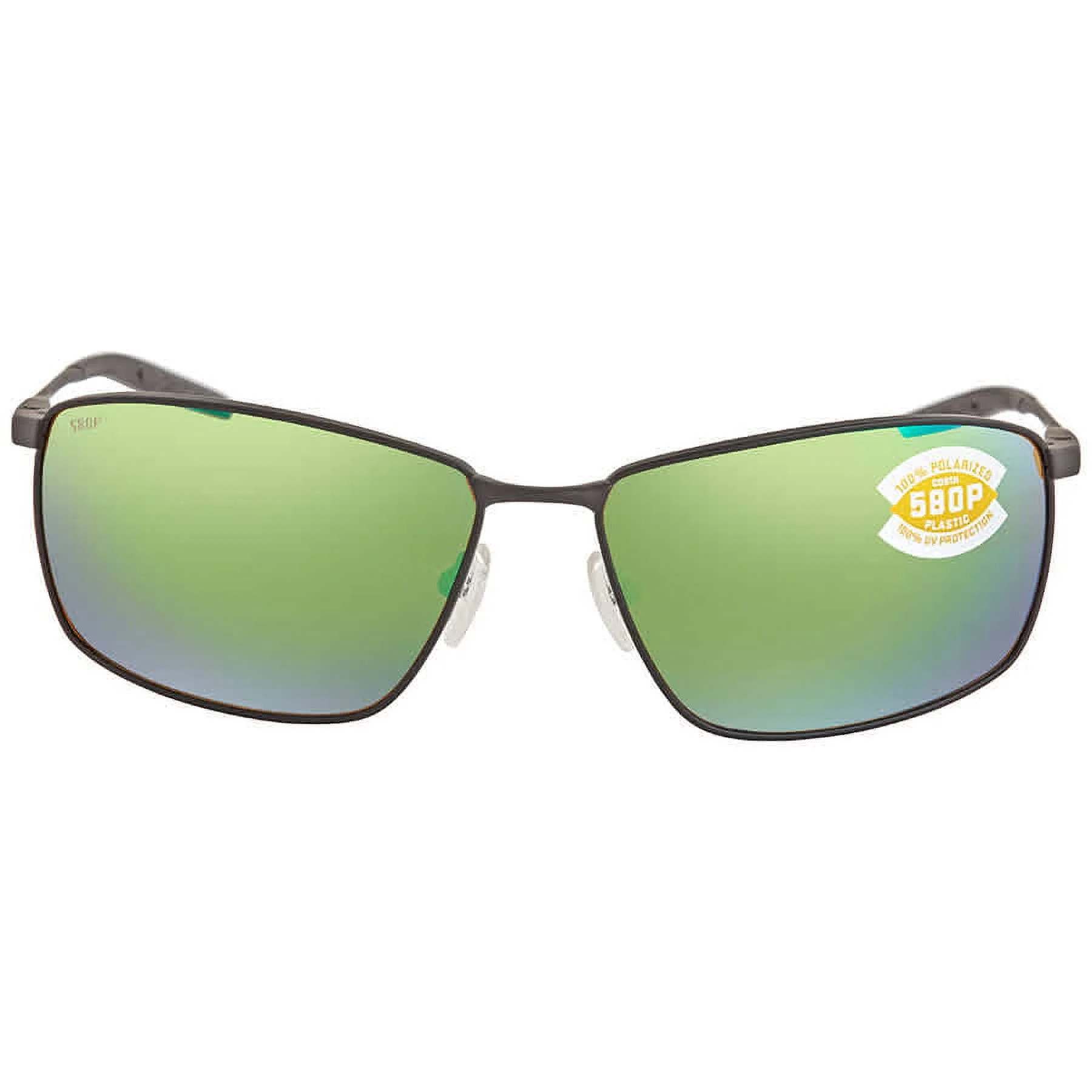Costa Del Mar Men's Turret Polarized Rectangular Sunglasses, Matte Black/Green Mirrored Polarized-580P, 63 mm - Curated Treasures Market