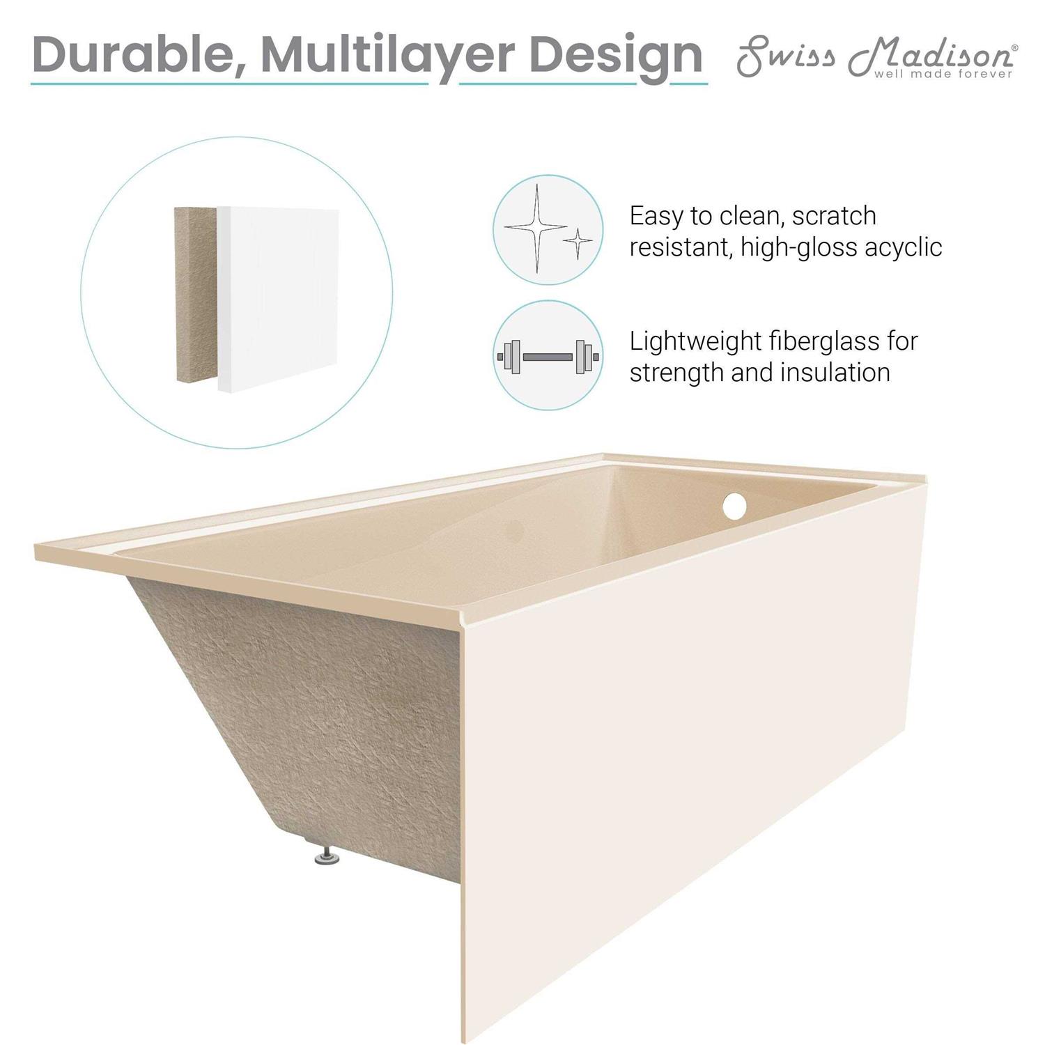 Swiss Madison Voltaire 48 X 32 Right-Hand Drain Alcove Bathtub with Apron - Shop Hardware Tools Online Store