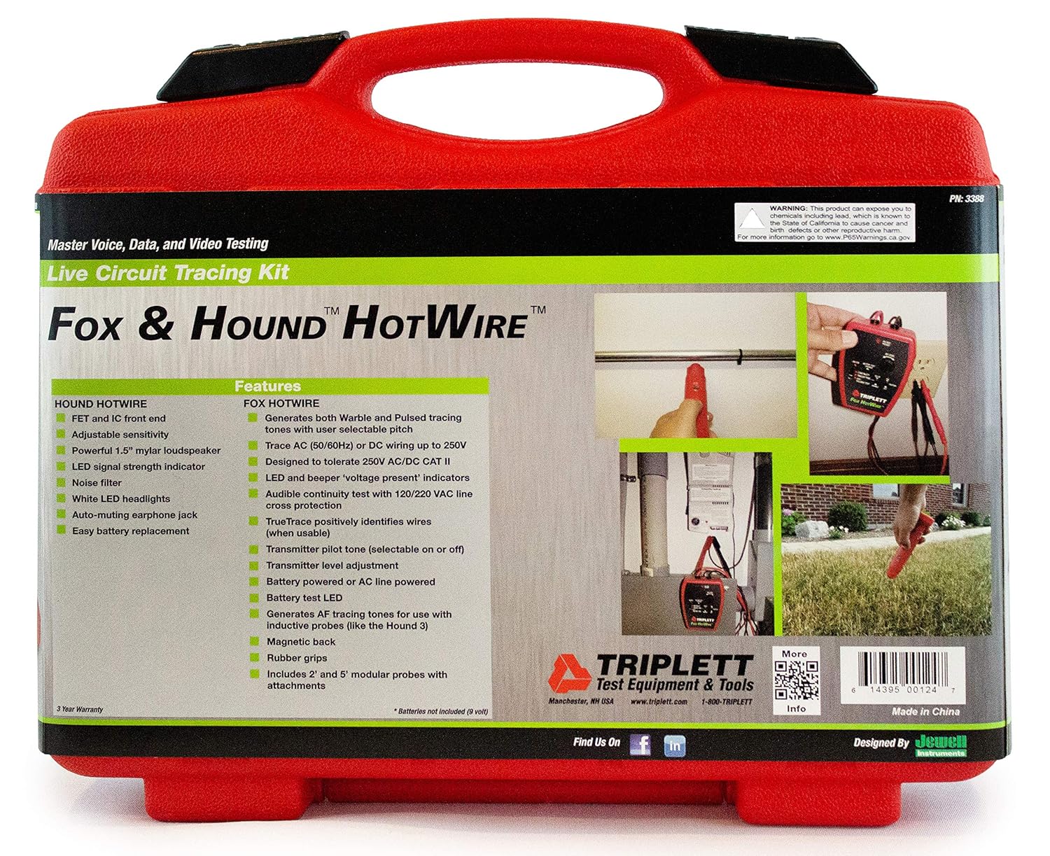 Triplett Fox & Hound Premium Tone and Probe Wire Tracing Kit Generates Multiple Tones with Adjustable Sensitivity for Electrical Wire, LAN Cable, Telephone, and More (3399)