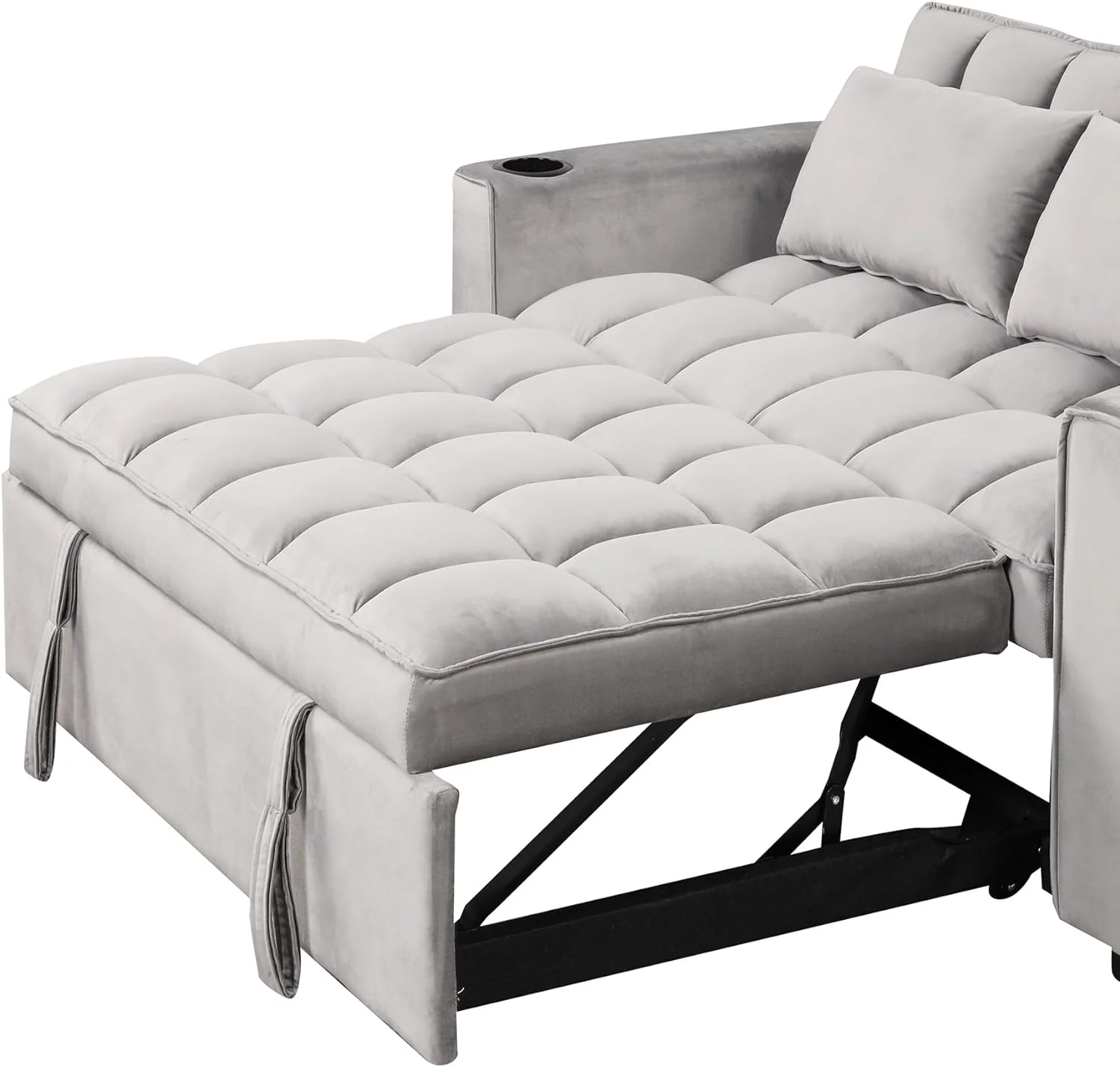 Convertible Sofa Couch With Pull Out Bed, 3-In-1 Multi-Functional Sofa Bed With Cup Holder And USB Port, 2 Seat Loveseat Sleeper Sofa Bed For Small Space, Living Room