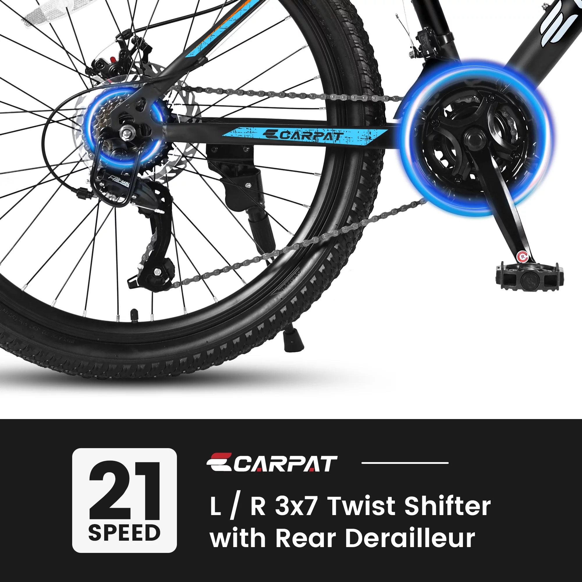 CHAMPIERRE 24 inch Boys Bike, Mountain Bike for Man and Woman, Shimano 21 Speed Bicycle for Boys and Girls,Orange
