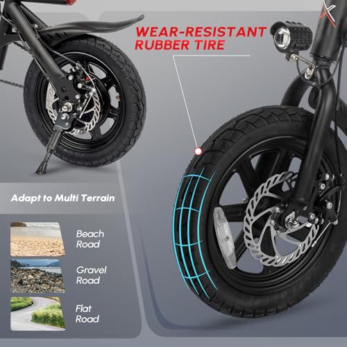 PEXMOR Electric Bike for Adults, 350W Motor (Peak 500W) Ebike 36V 6AH Battery, 14" Folding Commuter City Electric Bicycle for Adults/Teens, Complies to UL2849