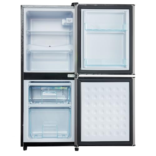 French Door Refrigerator with Dual Zone, 4.5 cu ft Fridge and 1.2 cu ft Freezer, 7 Temp Settings, 45 dB, Stainless Steel