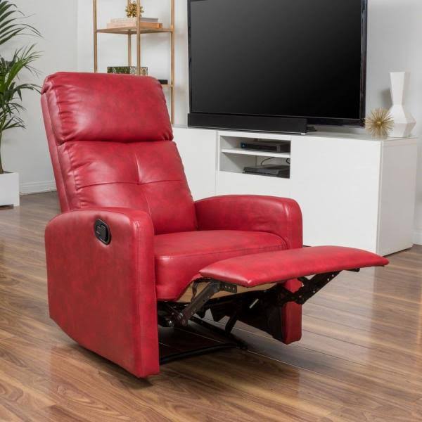Noble House - Savannah Faux Leather Recliner - Ox Blood Red