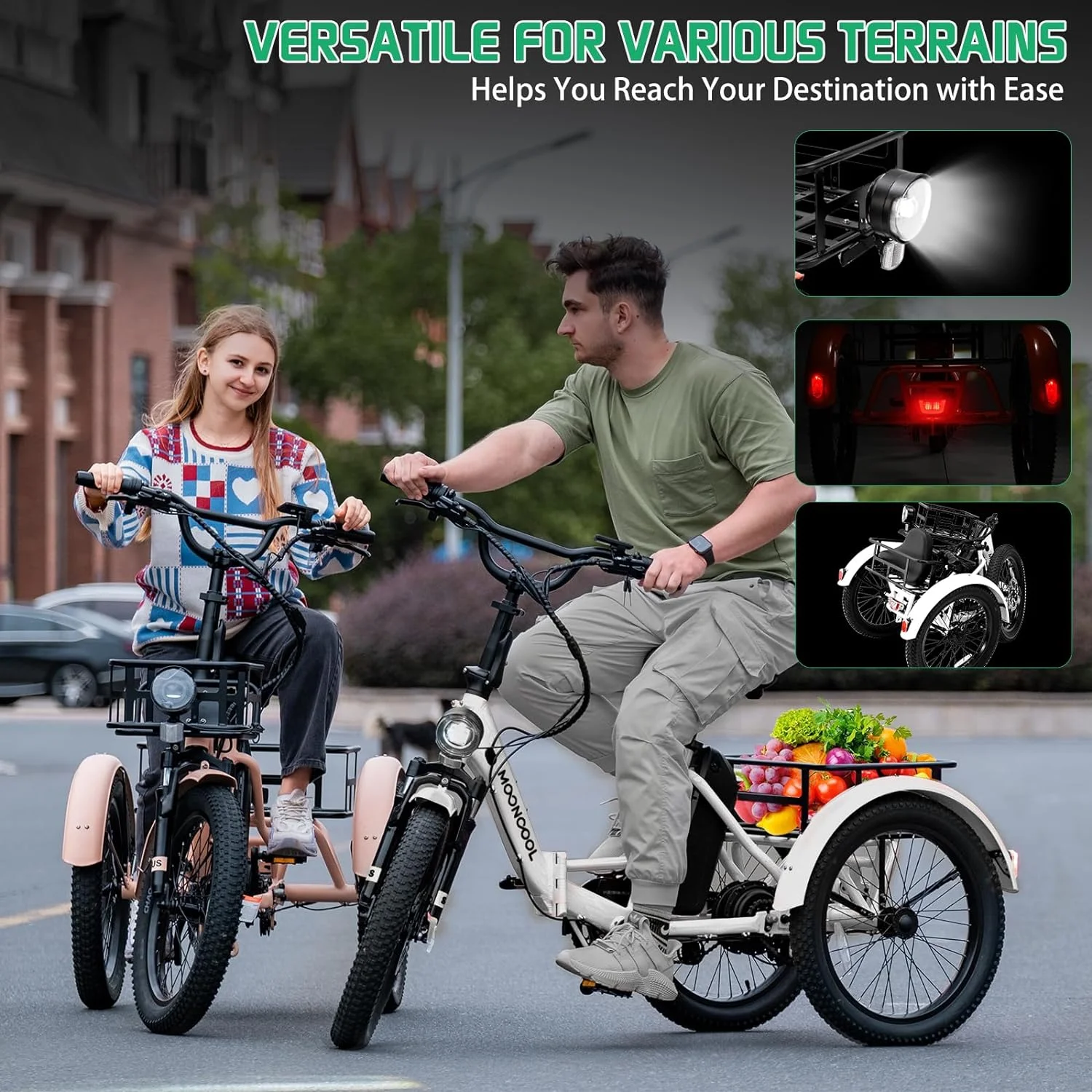 ABORON Folding Electric Tricycle for Adults, 48V Motor 20" Fat Tire 3 Wheel Electric Bike, 1 Speed Foldable Adult Electric Tricycle with 48V 14.5AH Removable Battery,Home, Travel, Off-Road