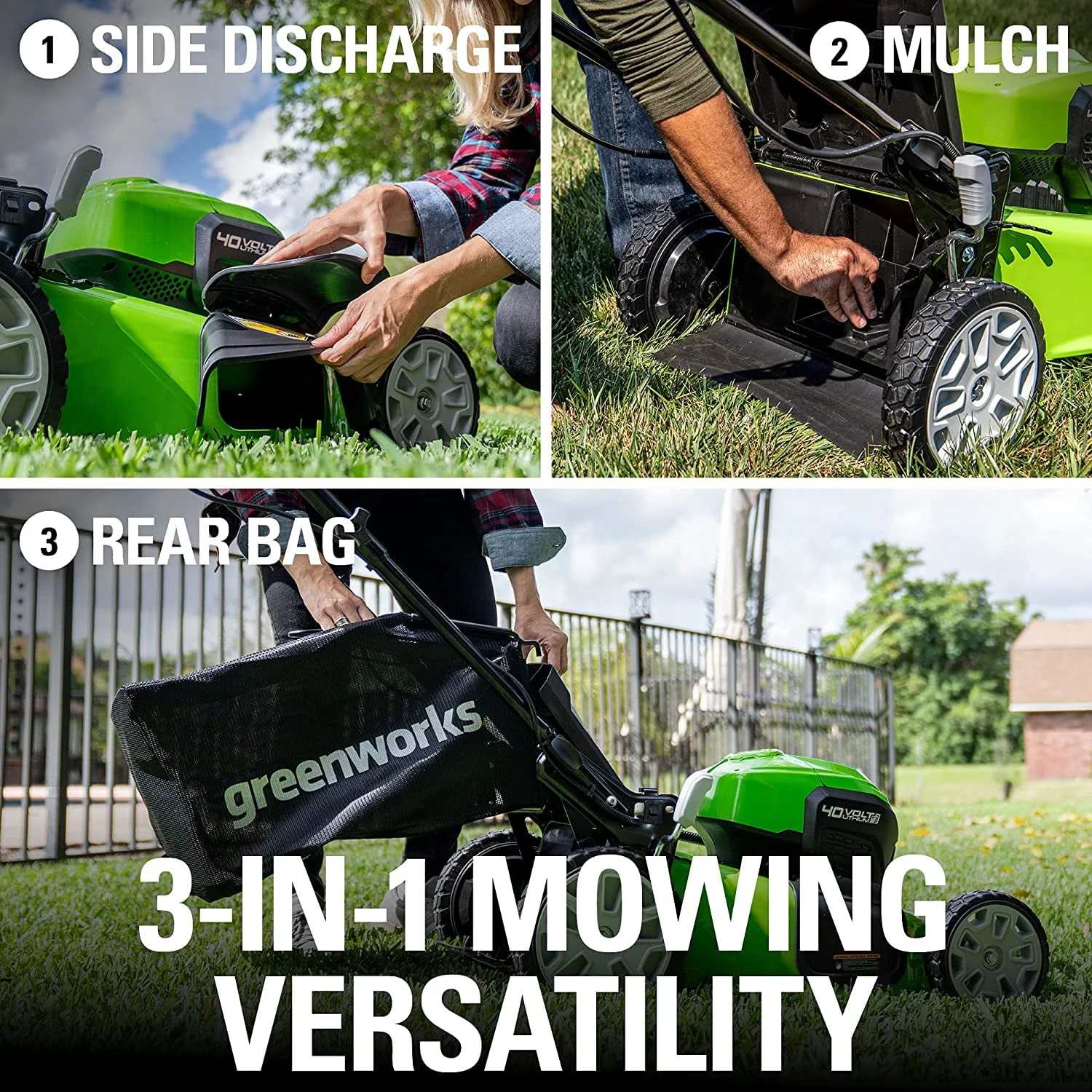 Greenworks 40V 21 Brushless (Smart Pace) Self-Propelled Lawn Mower, 2 x 4Ah USB (Power Bank) Batteries and Charger Included MO 21 Mower (2 x 4.0Ah)